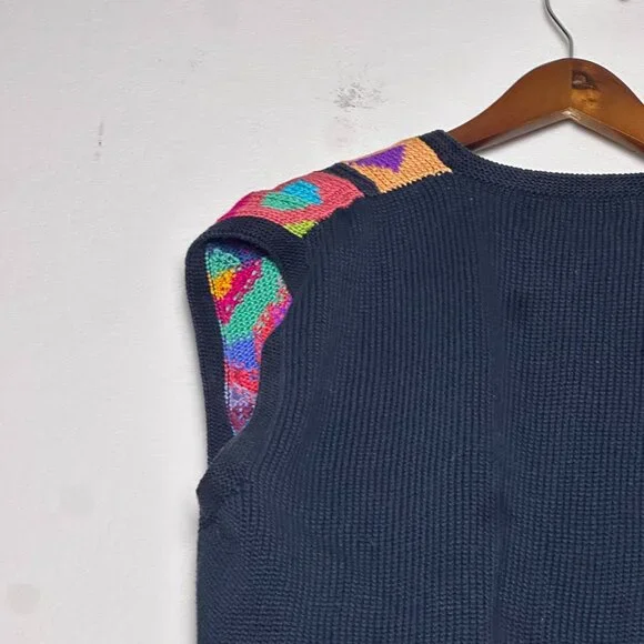 BS Collection Handmade Sweater Vest Women M Tapestry Abstract Pima Cotton Peru - Picture 10 of 11